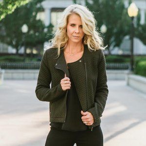 NWT Lysse Devoe Quilted Moto Style Jacket Olive Green XS, S, L